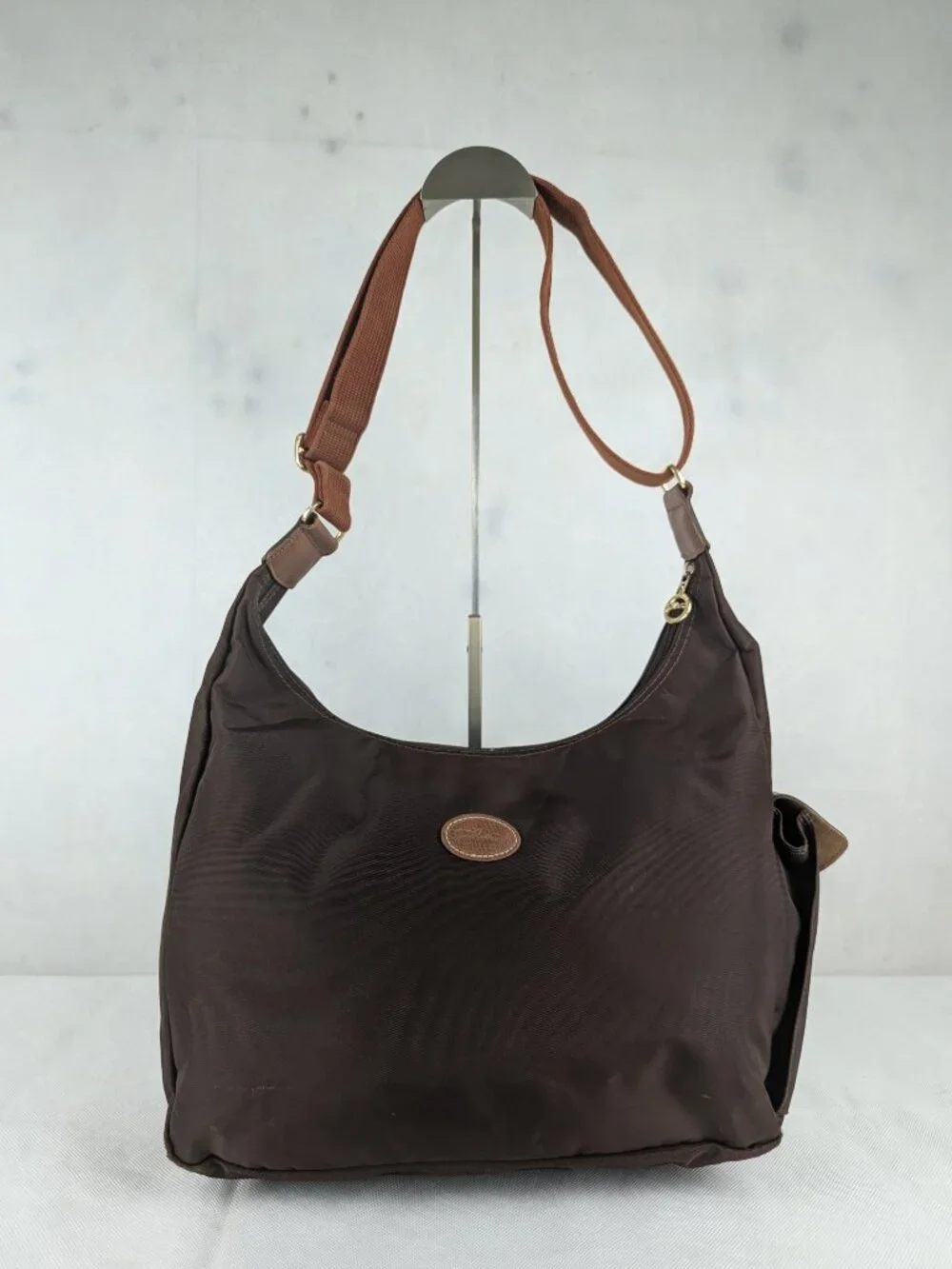 Authentic Longchamp le Pliage Hobo Shoulder Crossbody Bag Brown Made in China